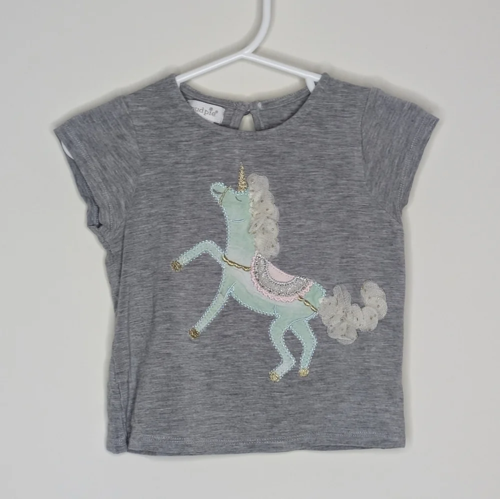 Mud Pie Unicorn Shirt 12-18m